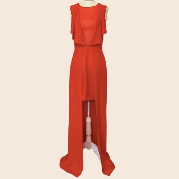 BCBGMAXAZRIA Bright Red Tanika High Low Gown Size 4 - Picture 2 of 10